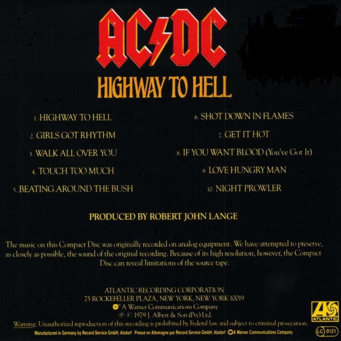 highway to hell album cover